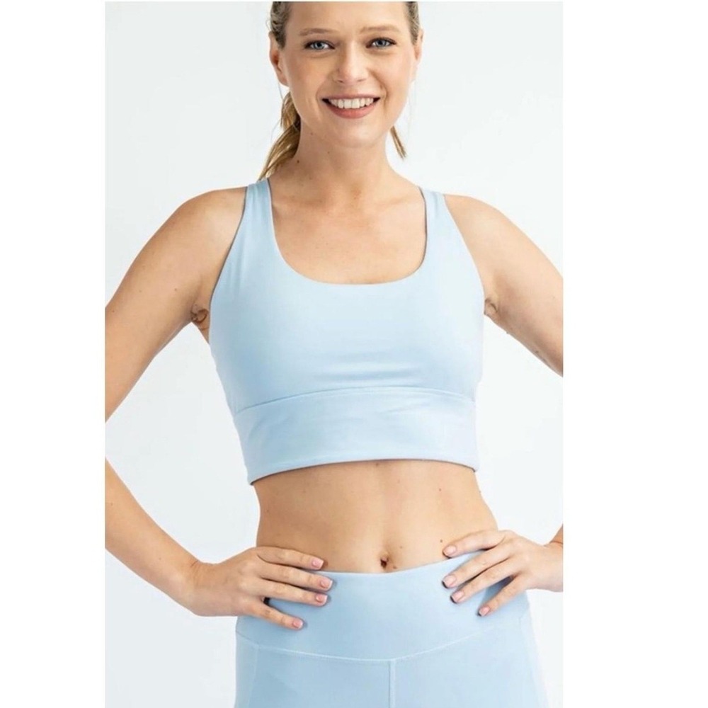Arizona Jean Co Bra‎ Womens XL Sports Light Blue Scoop Neck Sleeveless Athletic